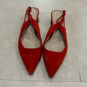 Theory red kitten heels